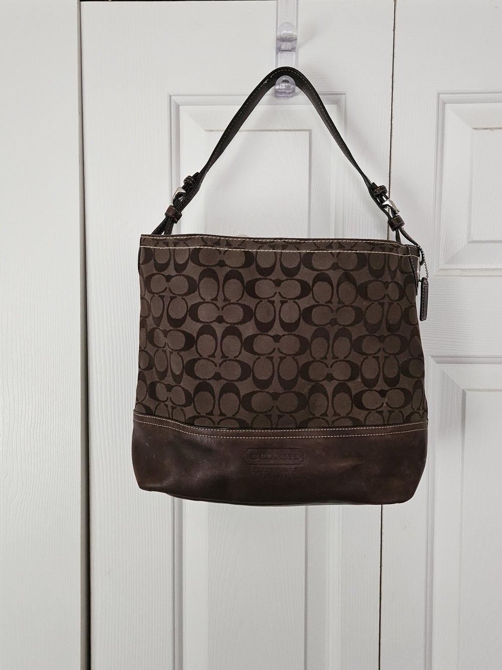 Coach Brown Signature Canvas & Leather Hobo Bag